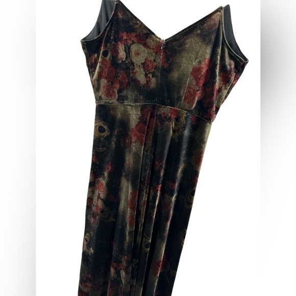 Mystree Velvet Earthy Surplice Spaghetti Strap Dress Victorian Dark Romance - Picture 5 of 14